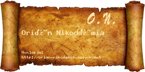 Orián Nikodémia névjegykártya